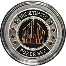 Casino Poker Table Poker Card Guard Cover ALL IN Silver