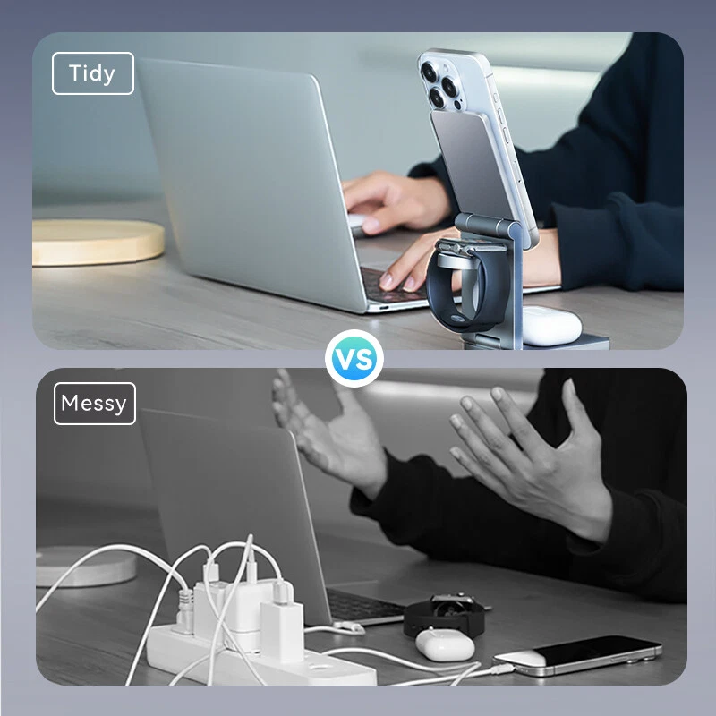 3 in 1 15W Magnetic Wireless Charger Fast Holder For iPhone 16 15 14 13 Airpods - Image 2 of 4