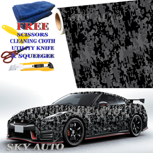 Digital Black Gray Camouflage Vinyl Car Wrap Film Sheet Free Tools 2 Feet Up Ebay