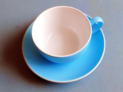 Dibbern 9294 Cappuccino Kaffee Tasse mit Untertasse · Türkis Hellblau