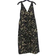 Gap NEW Tropical Tiki Brown Cotton Sheath Dress V Neck Summer Floral Sz 0 Beach