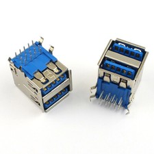 10Pcs Dual USB 3.0 Female Type A 18 Pin AF 18P Right Angle Socket Jack Connector