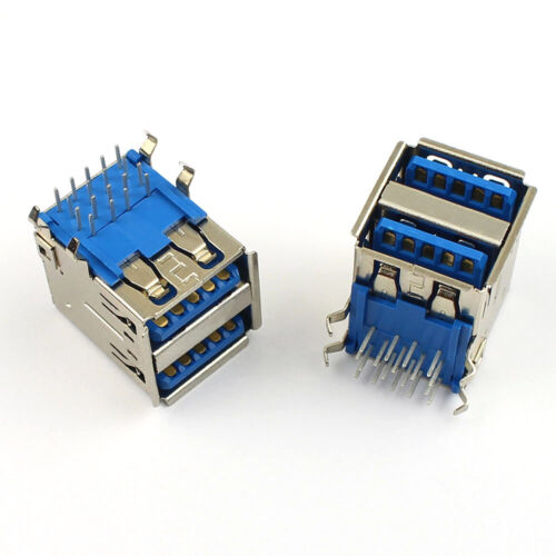 10Pcs Dual USB 3.0 Female Type A 18 Pin AF 18P Right Angle Socket Jack Connector - Picture 1 of 7