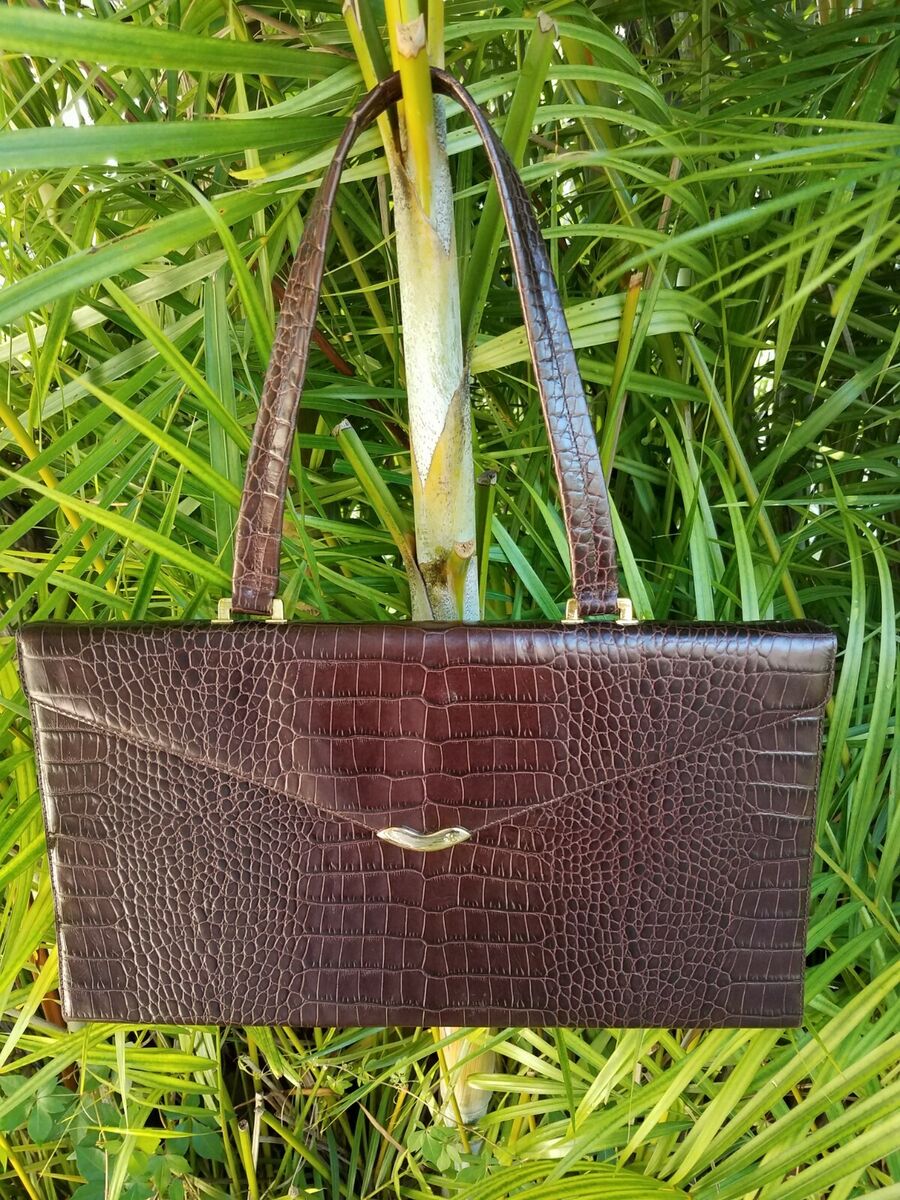RALPH LAUREN Vintage 80's BROWN ALLIGATOR EMBOSSED LEATHER RALPH LAUREN Vintage 80's BROWN ALLIGATOR EMBOSSED LEATHER