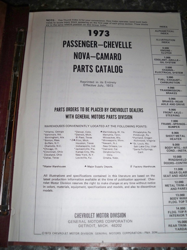 FACTORY ORIGINAL 1953 1973 Chevrolet Chevelle Nova Camaro Parts