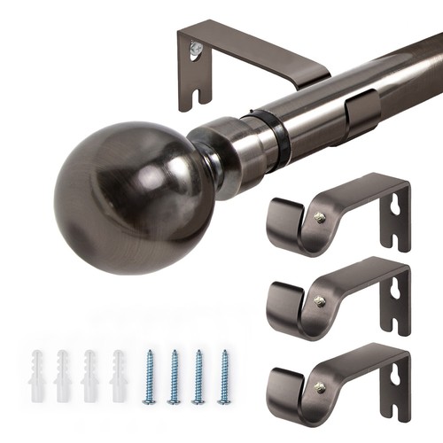 Curtain Pole Extendable Metal 28mm With Round Finials Rings Hooks Rod Fittings - Picture 27 of 41