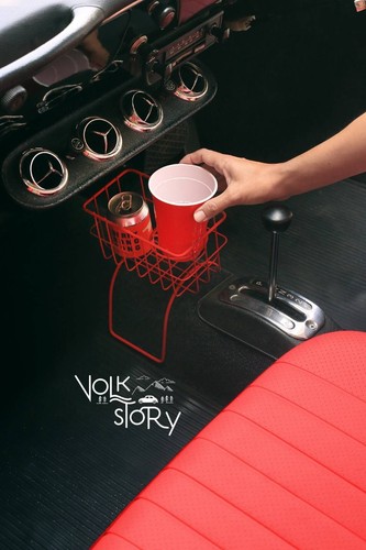 Classic VW cup drinks holder stainless steel Beetle/Karmann Ghia/type 3/ RED - Picture 2 of 2