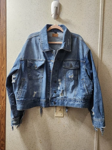Judy Blue Women's Denim Jacket Plus Size 1x Distressed Style Clean