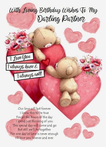 Tarjeta de cumpleaños With Loving Birthday Wishes To My Partner A5 para él su pareja - Imagen 1 de 4