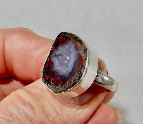 Anillo Ovalado Geoda Tobasco Plata Esterlina 925 Talla 8 Para Paz, Armonía, Amor Propio - Imagen 4 de 6