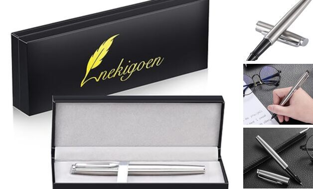 Rollerball Pen for Men Women Luxury Metal Executive Pens Home Office Silver