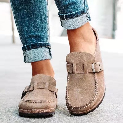 Damen-Sandalen Sommer Retro Wildleder Halbschuhe Halbschuhe Freizeit bequem flache Schuhe - Bild 52 von 52