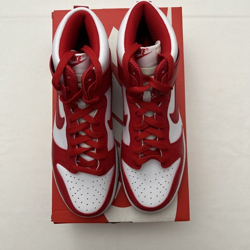 Nike Men's Sz 6.5 Dunk Hi Retro White University Red Casual Sneakers -SKU #2979 - Picture 5 of 13