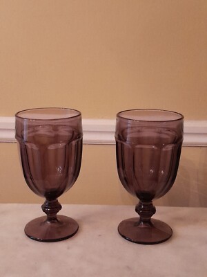 Libbey Duratuff Gibraltar Violet Purple Ice Tea Gobblets Glasses 7'' NWT Lot of 2