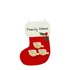 PERSONALIZED Christmas Stocking Family - Family of 3 Christmas Ornament Keepsake