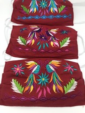 Artisan Face Mask Cubrebocas de Dise o Artesanal Birds-Red