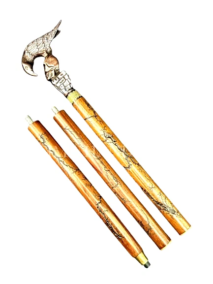 Черная антикварная трость для ходьбы с вороной и черепом в готическом стиле деревянная резная трость - Изображение 3 из 4