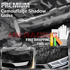 Gloss Camouflage Shadow Camo Dark Gray Car Vinyl Wrap Sticker Decal Film Sheet
