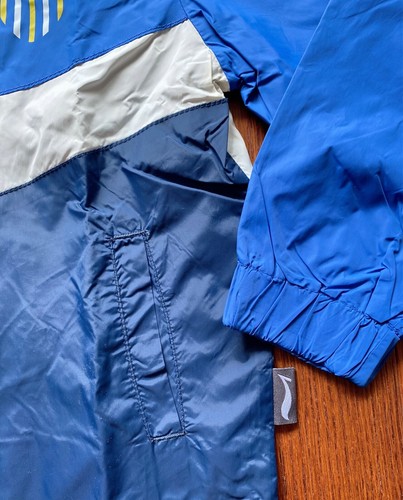 LI Kids Jersey-Lined Raincoat Jacket Blue/White Size S (5-6) - Picture 4 of 4