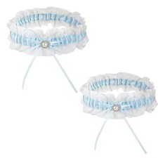 Wedding Garters for Bride 2 Pieces Lace Bridal Garter Set Bride Pearl Stretch...