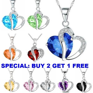 Fashion-Women-Heart-Crystal-Rhinestone-925-Silver-Chain-Pendant-Necklace-Easter