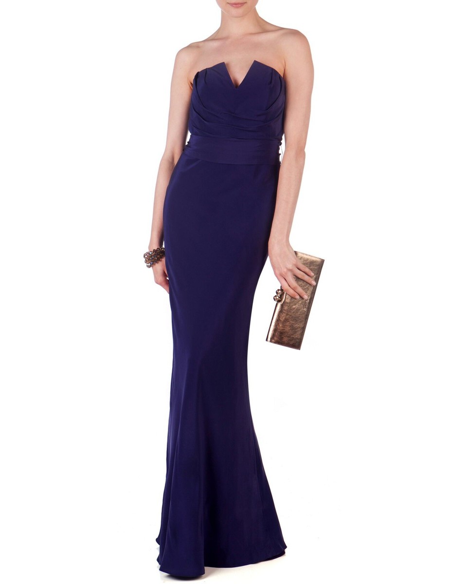 Ted Baker Purple Grape Cassii Strapless Silk Maxi Gown Long Dress