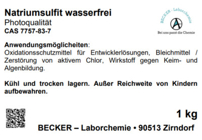 Natriumsulfit wasserfrei, Photoqualität, 1 kg