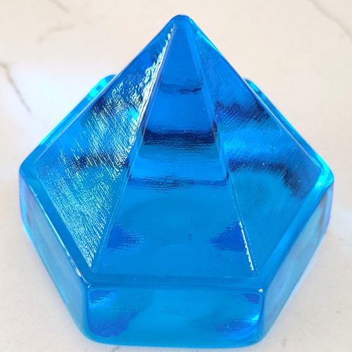 Presse papier pyramide en verre bleu prisme 3" style petit navire 1 lb BEAU - Photo 4/16