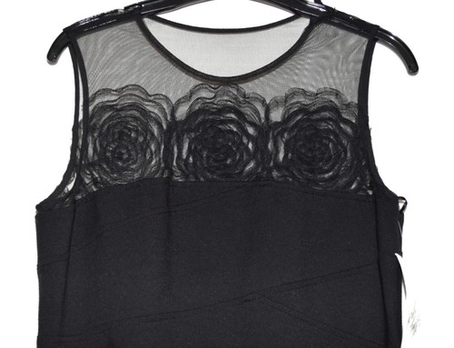 Chetta B Sunhee Black Sheer Floral Top Lord & Taylor Sleeveless Dress Size 8 NWT - Picture 2 of 10