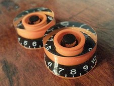 2 Guitar Speed Volume / Tone Knobs..Black/Orange Flake.. JAT CUSTOM GUITAR PARTS