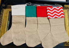NEW Burlap Christmas Stockings ~ 4 Colors Available ~ 17.5" to the Toe