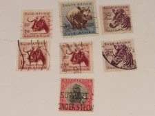 VINTAGE "UNION OF SOUTH AFRICA" POSTAGE STAMPS 7-PIECE LOT