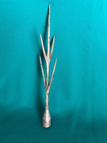 ANTIQUE ORIGINAL BRASS BRANCH TWIG STYLE LIGHTNING ROD FINIAL TOPPER--10" LONG