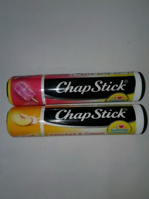 LOT OF 2 I LOVE SUMMER CHAPSTICKS 1-STRAWBERRY ICE POP & 1-PEACH~CREAM NEW