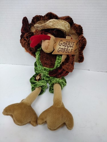 Dandee Turkey Plush Gobble Gobble Sign Straw Hat Sitting Collector's Choice 14"