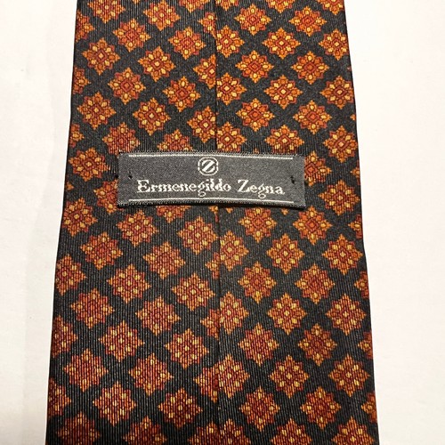 Ermenegildo Zegna Tie Men's Brown Floral 100% Silk Necktie Handmade In Italy - Picture 4 of 7