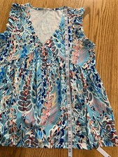 Printed Flutter Sleeve Babydoll Top Sz Small