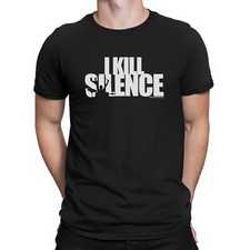 Image of Mens Quality T-Shirt Funny I KILL SILENCE Drumming Drummer Drum Kit Sticks Music