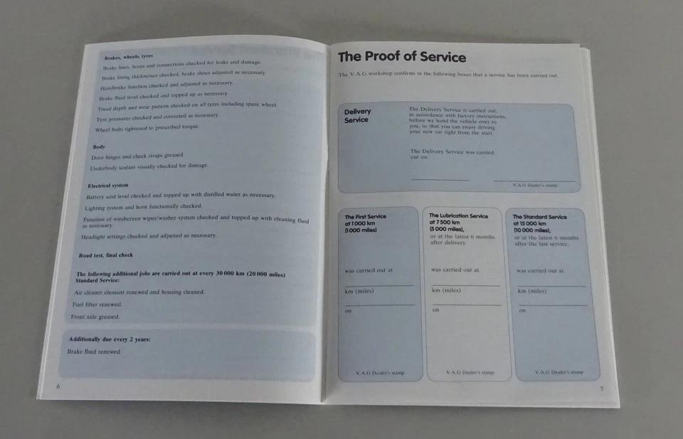 Service Schedule blanco VW Beetle Mexico / Käfer Mexico from 02/1985 - Bild 3 von 3