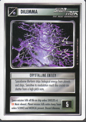 STAR TREK CCG WHITE BORDER PREMIERE 1995 BETA RARE CARD CRYSTALINE ENTITY