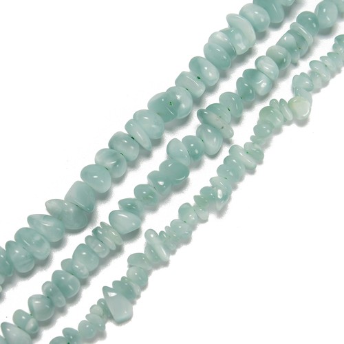 Iridescent Dark Green Moonstone Irregular Pebble Nugget Chip 5-6mm 7-8mm 16''Str - Picture 3 of 3