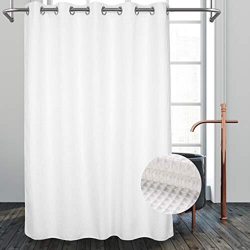 Hotel Grade No Hooks Needed Shower Curtain 71"x74"(W/Liner) White-no Window - Picture 2 of 7