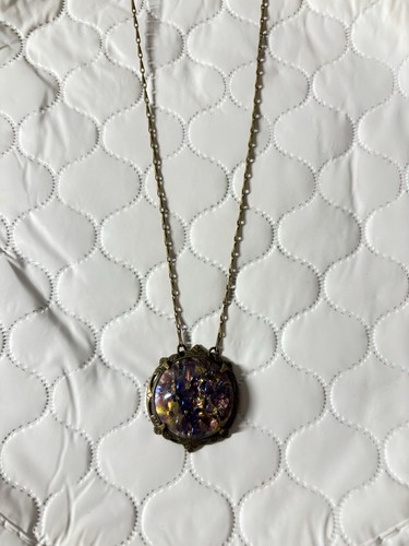 Vintage Amethyst, Topaz, and Gold Patina 23’ Patina Brass Necklace