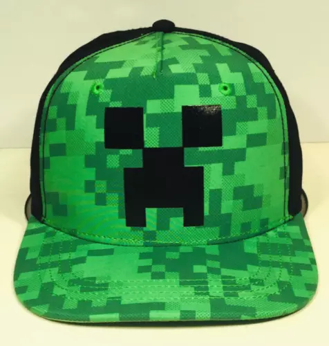 NEW Minecraft Hat Cap Creeper Youth Adjustable SnapBack Green Black