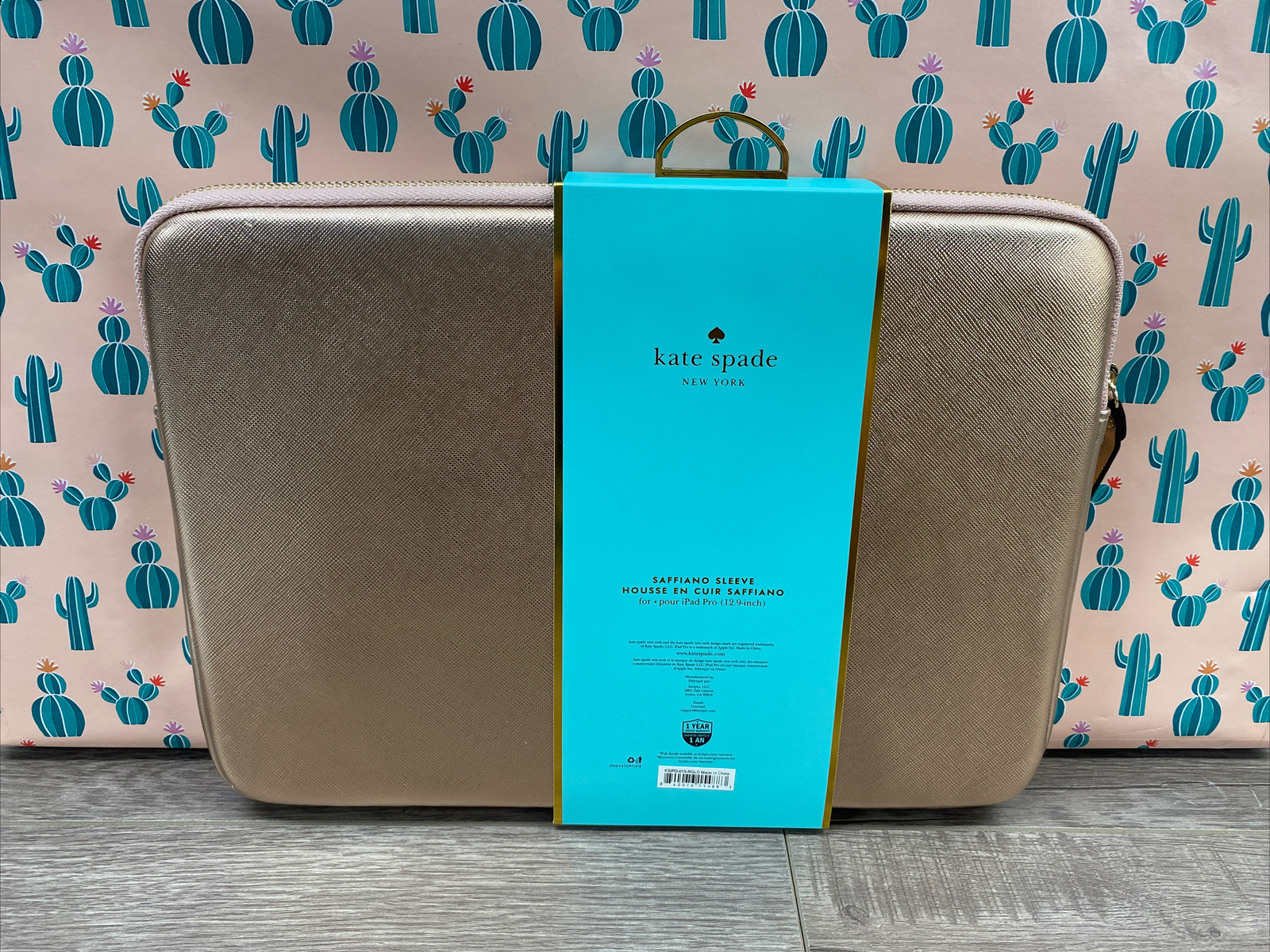 Kate Spade Saffiano Sleeve Metallic Rose Gold For IPad Pro (12.9 Inch) - New