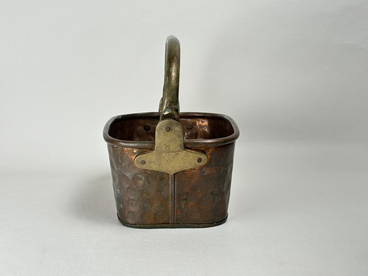Vintage TIC Heavy Cooper Mini Basket with Handle Hammered