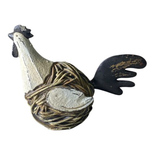Statuina Gallo Bianco e Marrone 6 “ H x 9” L x 4” W - Foto 7 di 8