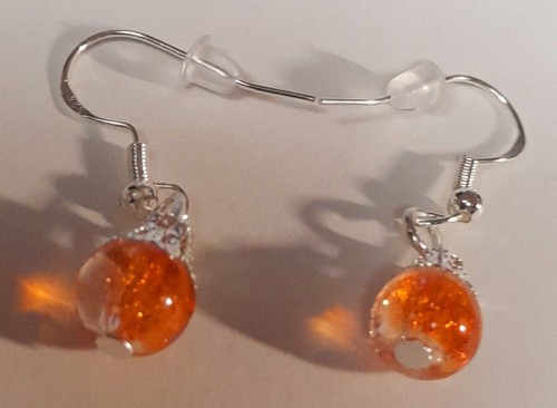 CRYSTAL CRACKED GLASS DANGLE DROP EARRINGS - Picture 5 of 8