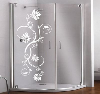 Glas Dekor Aufkleber Fenster Dusche Bad Tattoo Style Blumen Baum Blüten   35