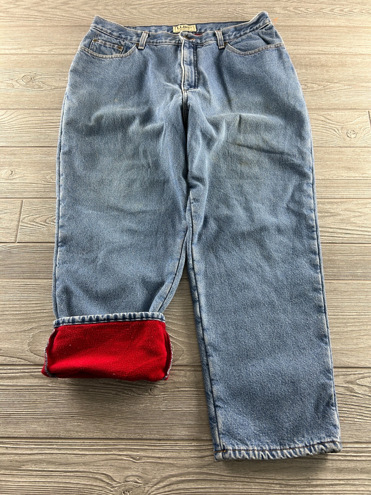 Vintage L.L. Bean Fleece Lined Original Fit | Relaxed Light Wash Jeans Size 18 P
